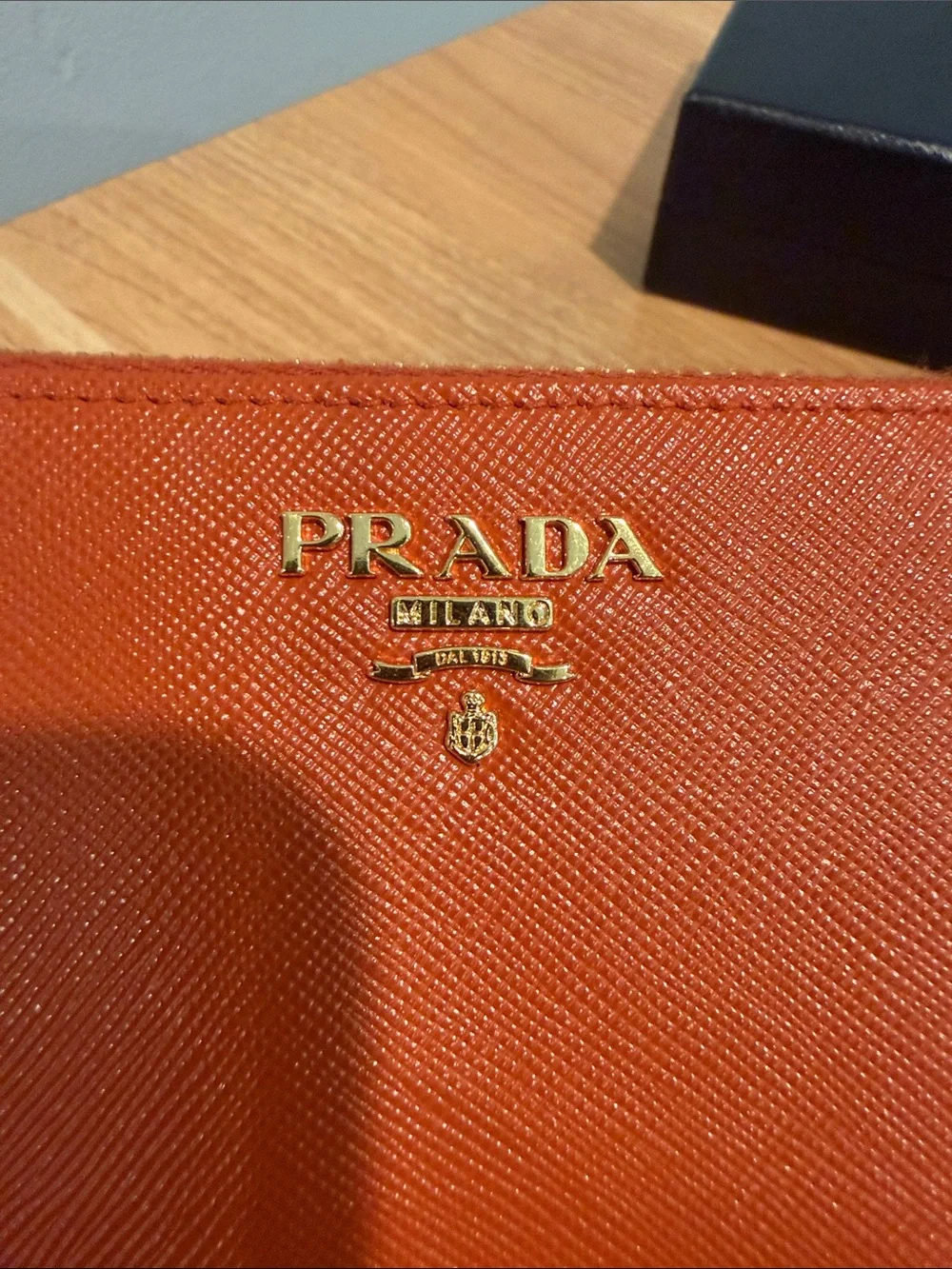 Prada Orange Saffiano Leather Continental Wallet